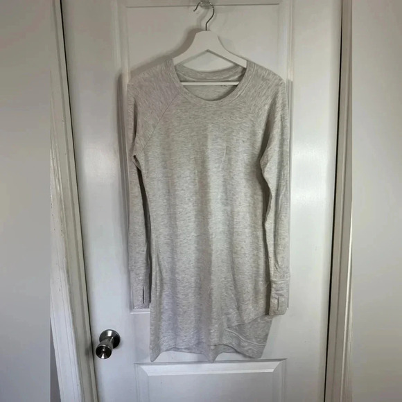 Athleta Women’s Light Heathered Gray Crisscross Sweatshirt Dress - Size Small - Picture 1 of 7